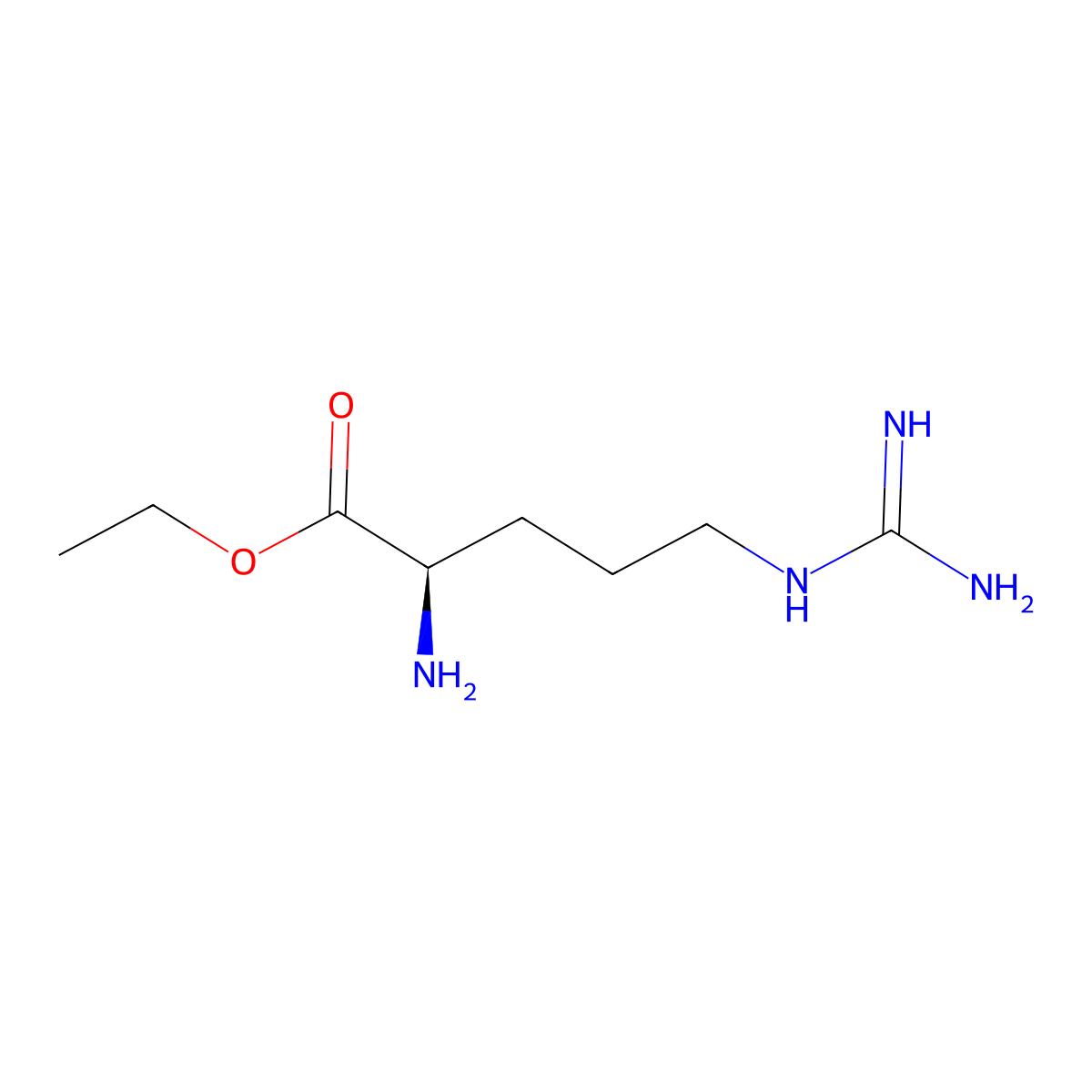 ethyl (2R)-2-amino-5-carbamimidamidopentanoate molecular structure, CAS 37689-78-4