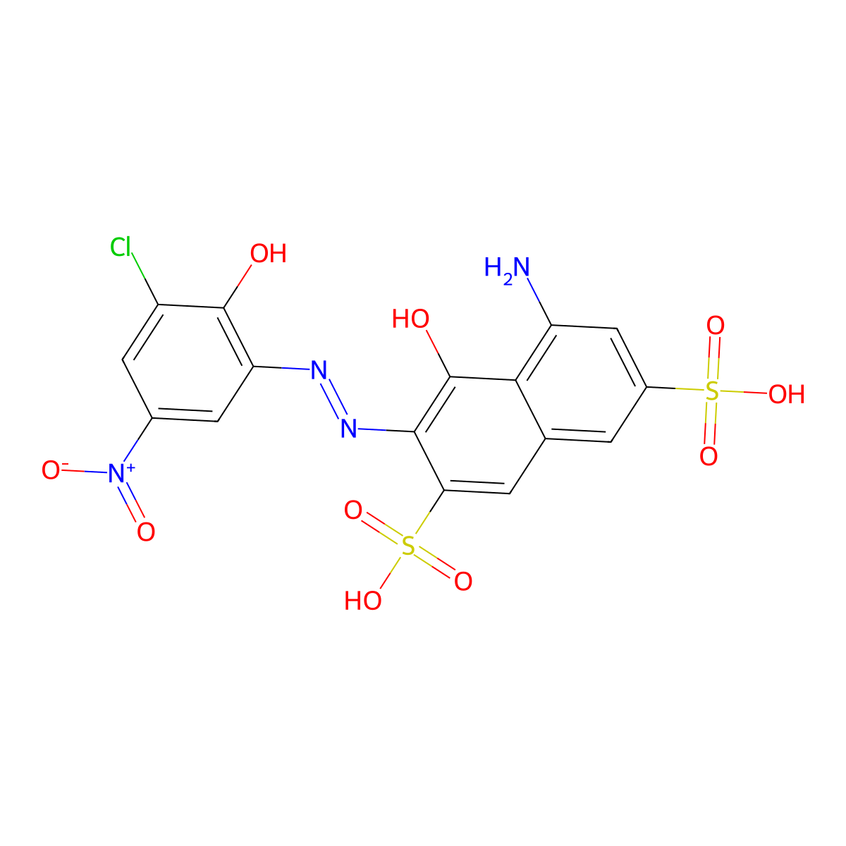 5-Amino-3-(2-(3-chloro-2-hydroxy-5-nitrophenyl)diazenyl)-4-hydroxy-2,7-naphthalenedisulfonic acid molecular structure, CAS 3769-62-8