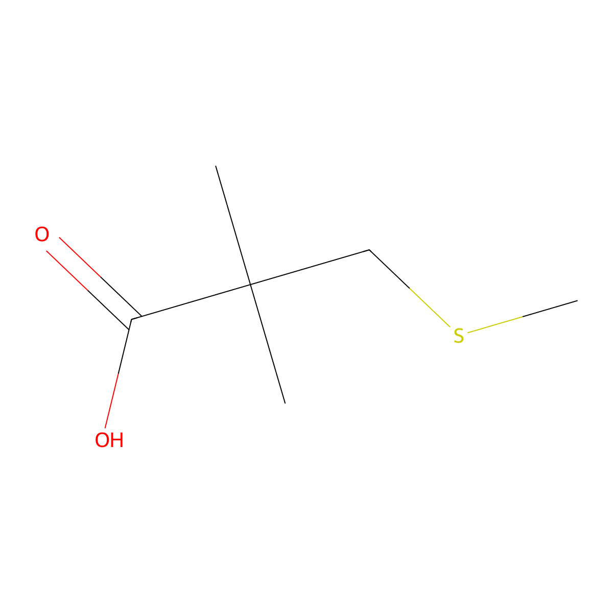 2,2-Dimethyl-3-(methylsulfanyl)propanoic acid molecular structure, CAS 37695-38-8