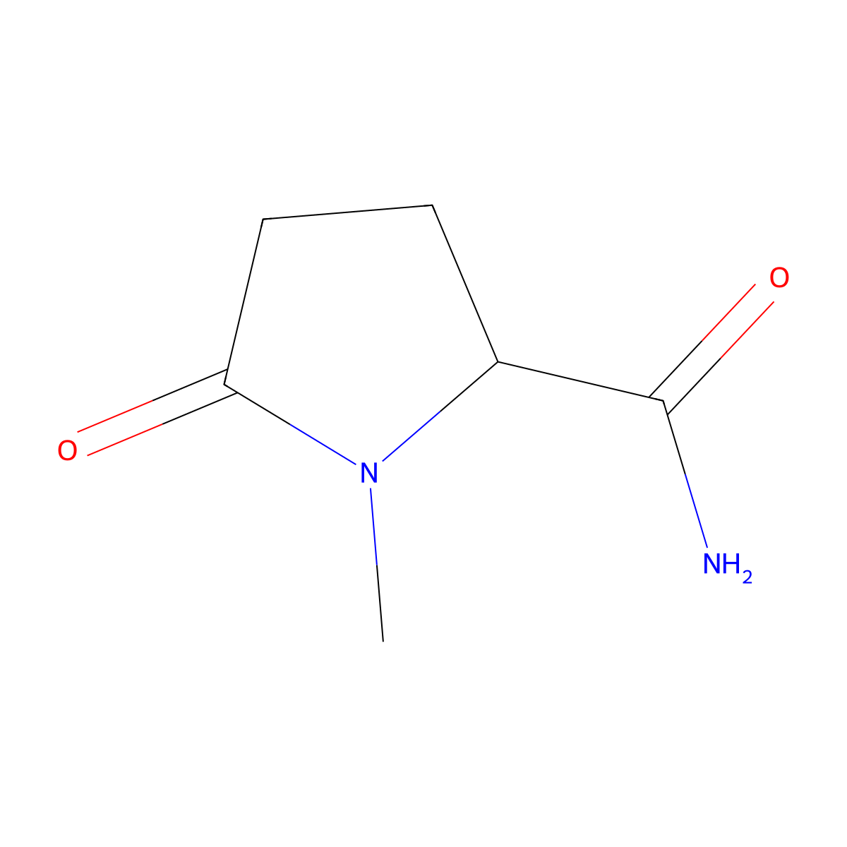 1-Methyl-5-oxopyrrolidine-2-carboxamide molecular structure, CAS 3770-16-9