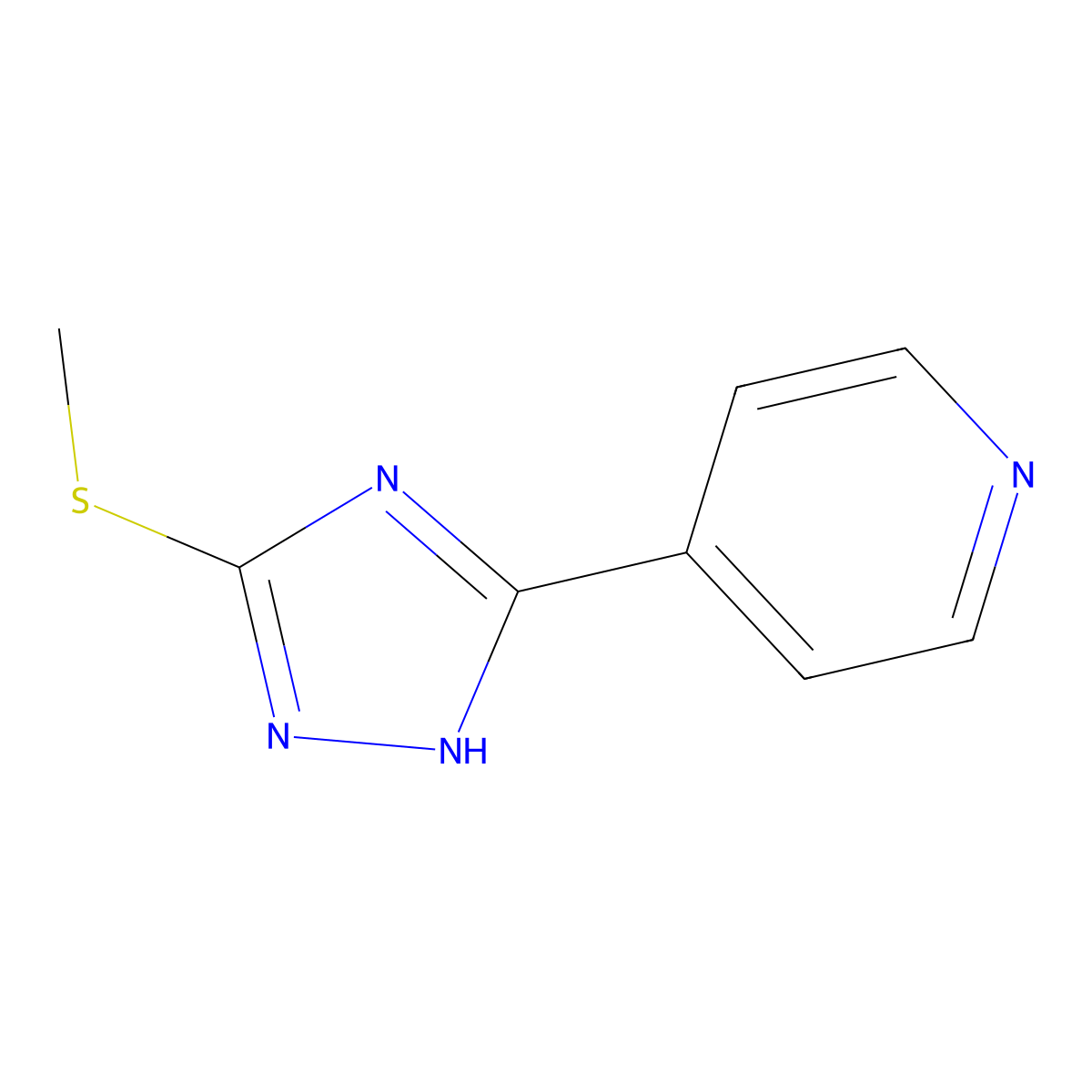 Pyridine, 4-(3-(methylthio)-5(4H)-1,2,4-triazol-5-yl)- molecular structure, CAS 3770-47-6