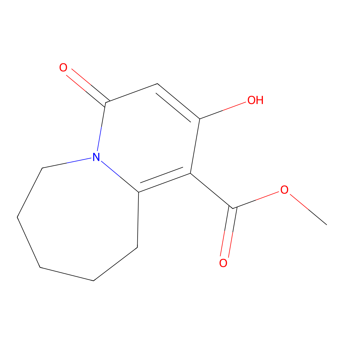 Methyl 2-hydroxy-4-oxo-4,6,7,8,9,10-hexahydropyrido[1,2-a]azepine-1-carboxylate molecular structure, CAS 37704-44-2