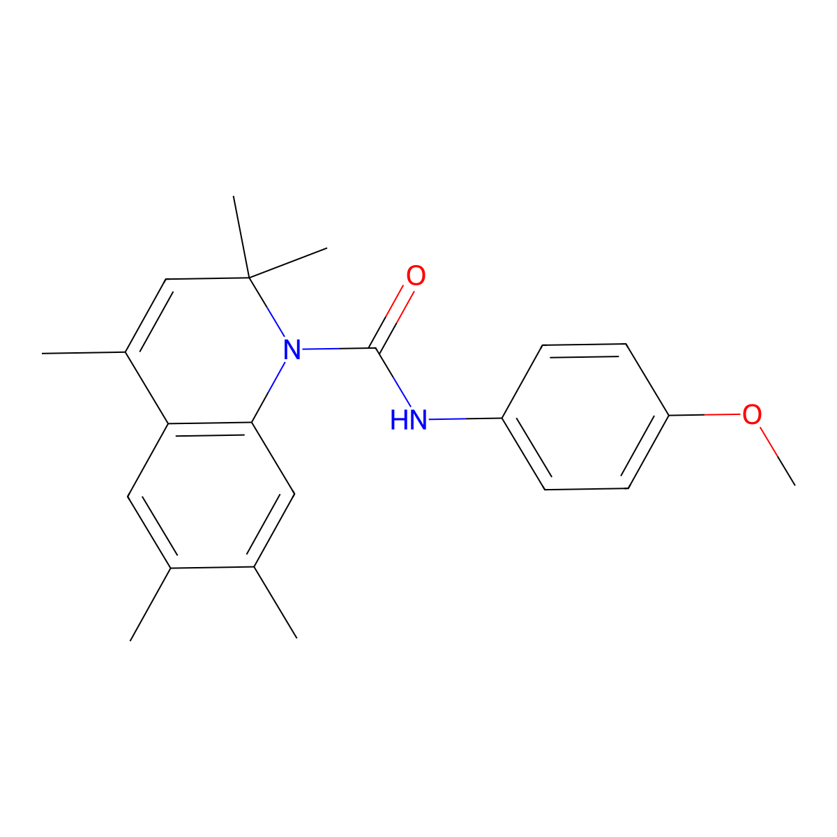 N-(4-methoxyphenyl)-2,2,4,6,7-pentamethylquinoline-1-carboxamide molecular structure, CAS 377048-74-3