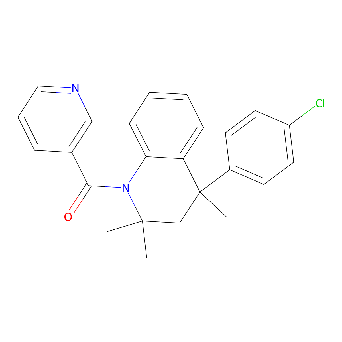 [4-(4-chlorophenyl)-2,2,4-trimethyl-3H-quinolin-1-yl]-pyridin-3-ylmethanone molecular structure, CAS 377049-04-2