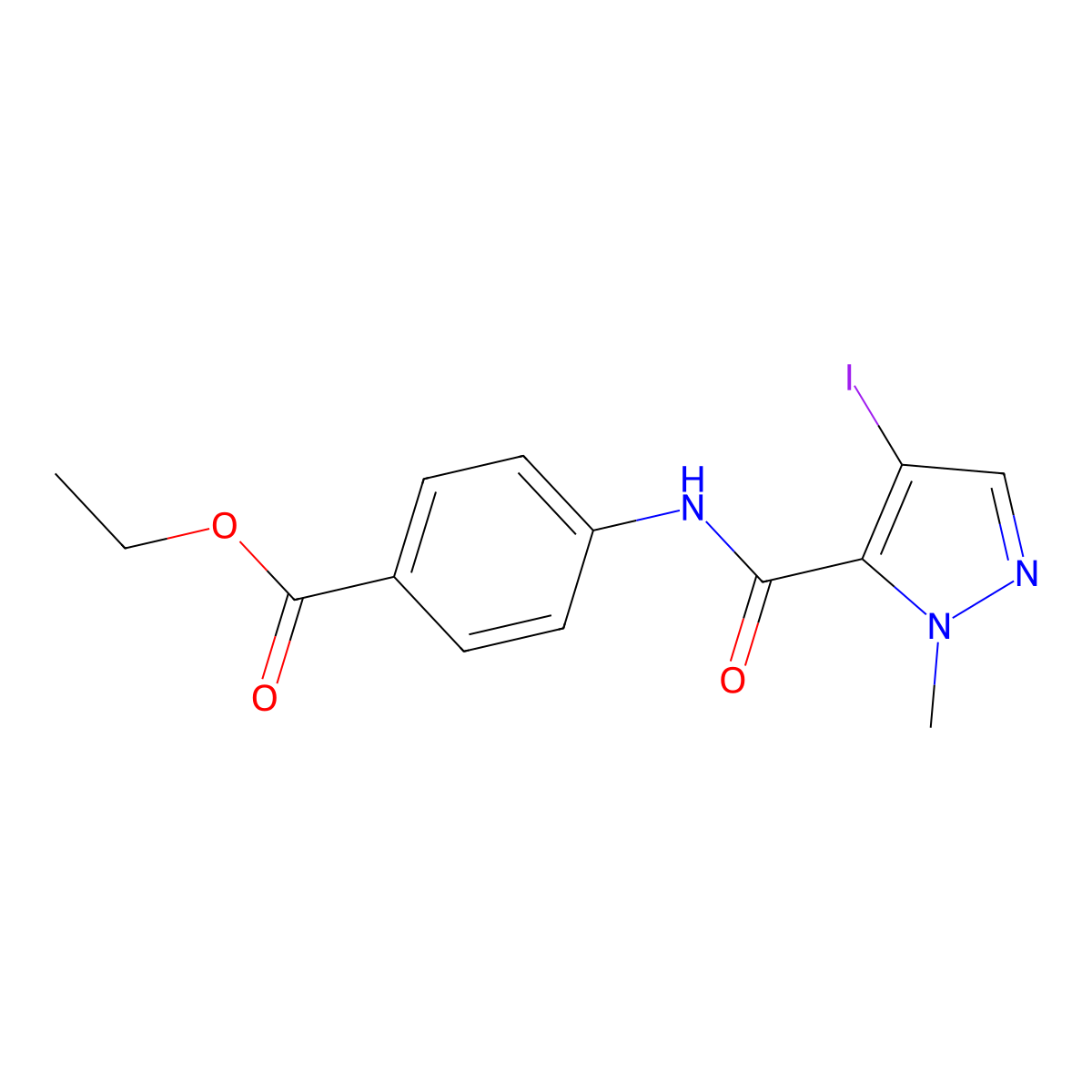 ethyl 4-{[(4-iodo-1-methyl-1H-pyrazol-5-yl)carbonyl]amino}benzoate molecular structure, CAS 377049-27-9