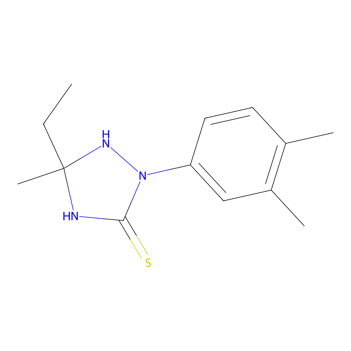 2-(3,4-Dimethylphenyl)-5-ethyl-5-methyl-1,2,4-triazolidine-3-thione molecular structure, CAS 377049-58-6