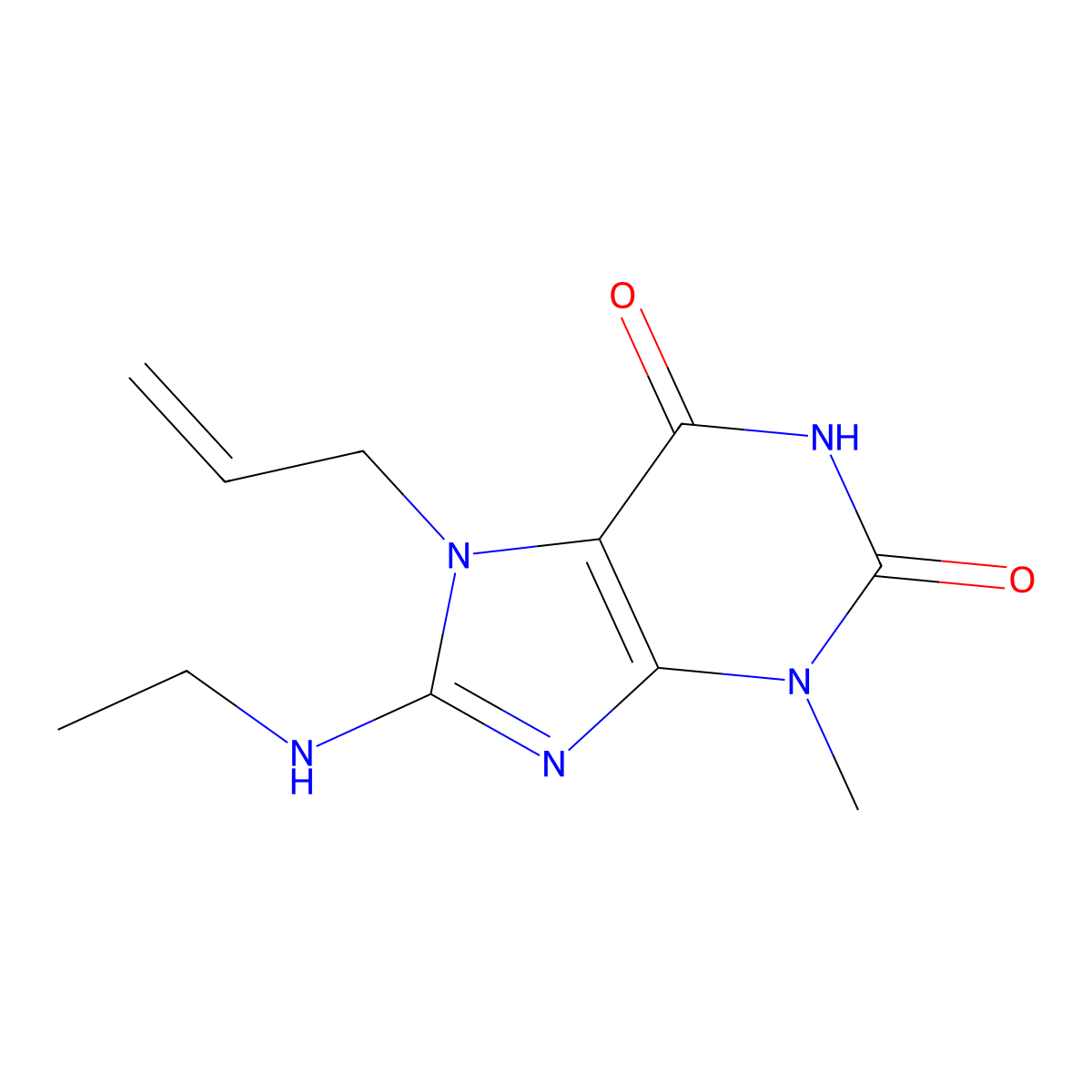 7-allyl-8-(ethylamino)-3-methyl-1H-purine-2,6(3H,7H)-dione molecular structure, CAS 377050-01-6