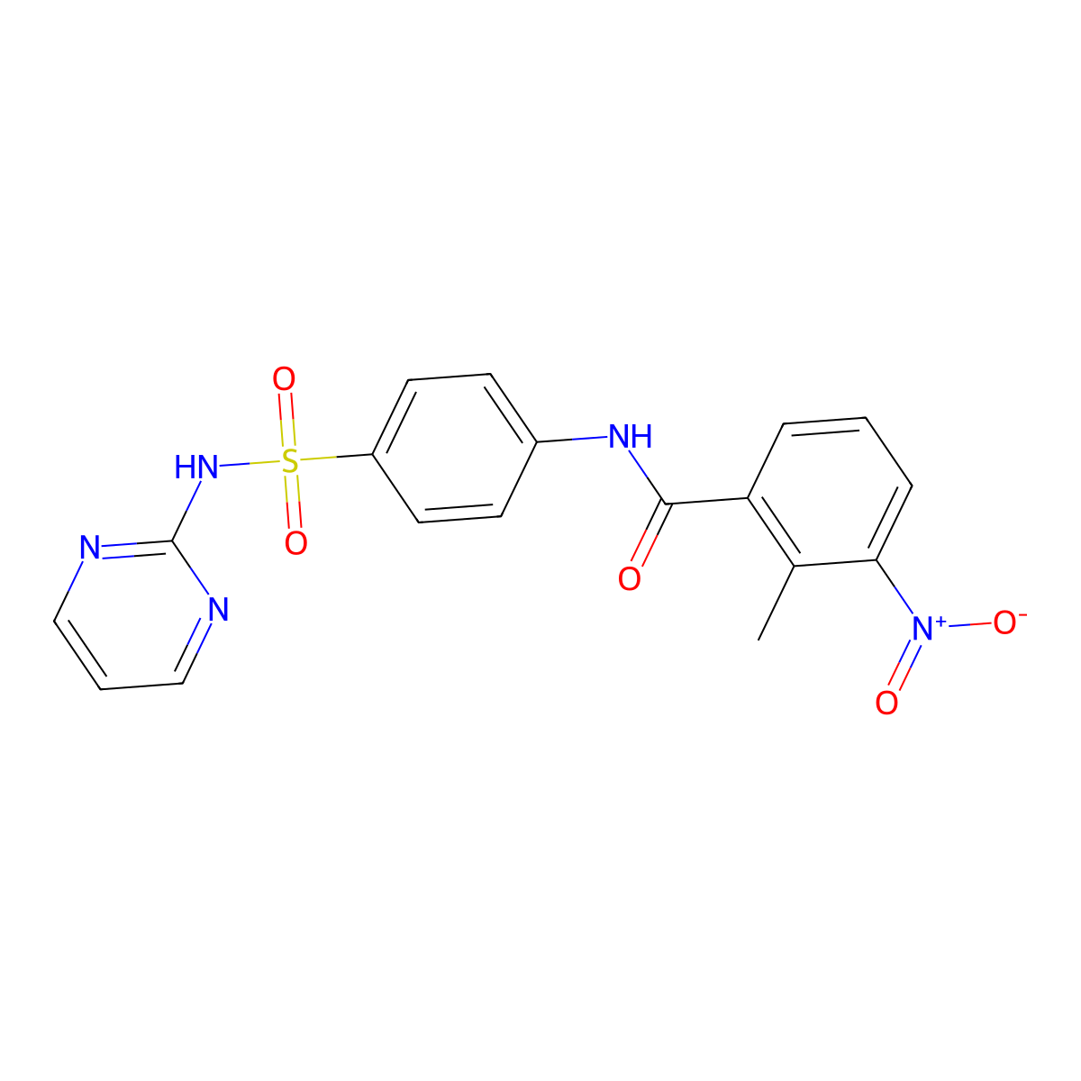 2-methyl-3-nitro-N-[4-(pyrimidin-2-ylsulfamoyl)phenyl]benzamide molecular structure, CAS 377050-18-5