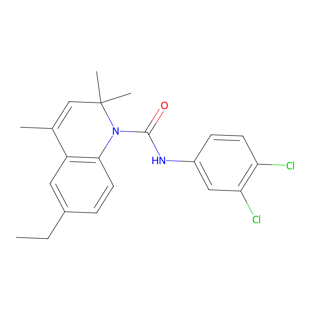 N-(3,4-dichlorophenyl)-6-ethyl-2,2,4-trimethylquinoline-1(2H)-carboxamide molecular structure, CAS 377051-09-7