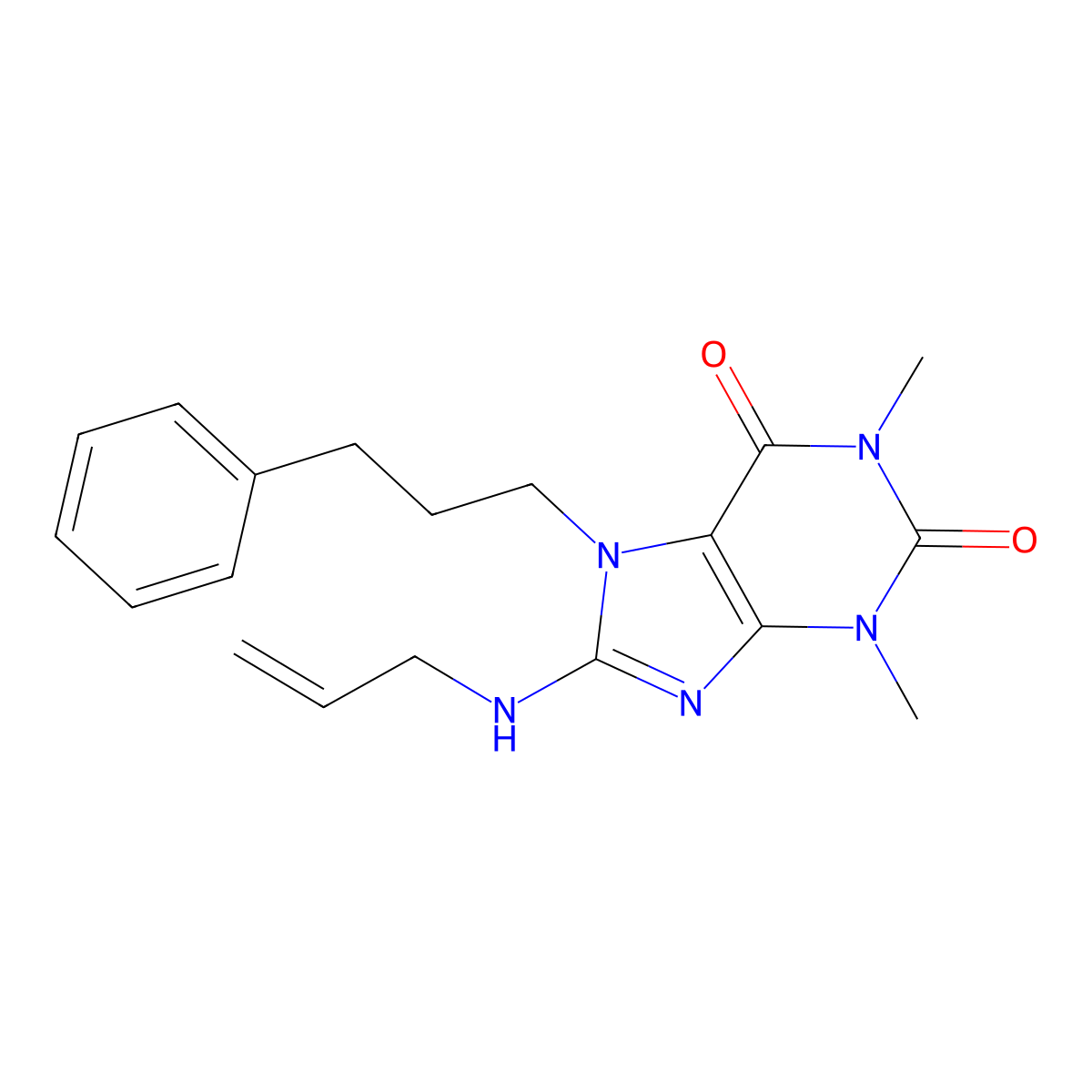 1,3-Dimethyl-7-(3-phenylpropyl)-8-(prop-2-enylamino)purine-2,6-dione molecular structure, CAS 377051-26-8