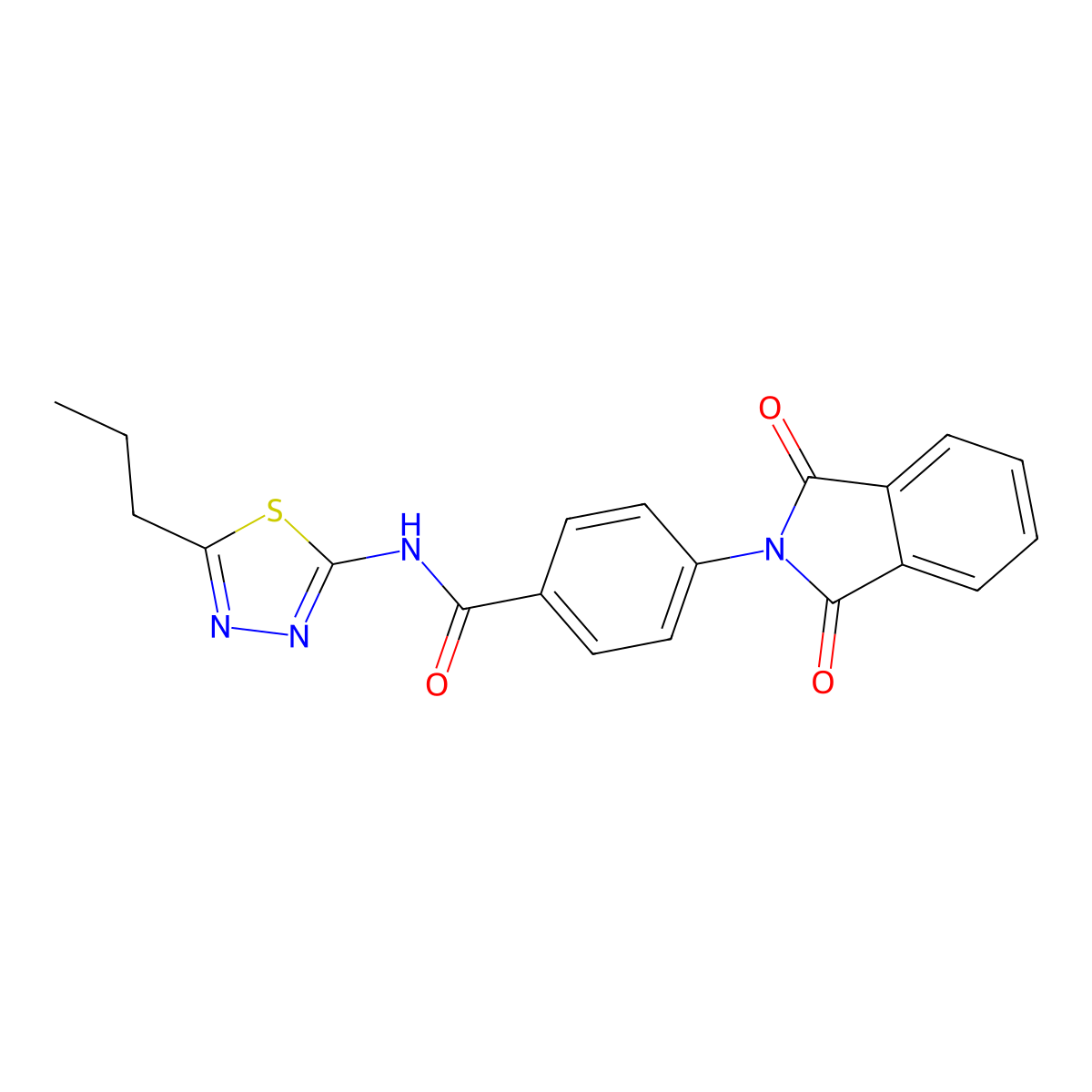 4-(1,3-dioxoisoindolin-2-yl)-N-(5-propyl-1,3,4-thiadiazol-2-yl)benzamide molecular structure, CAS 377051-56-4