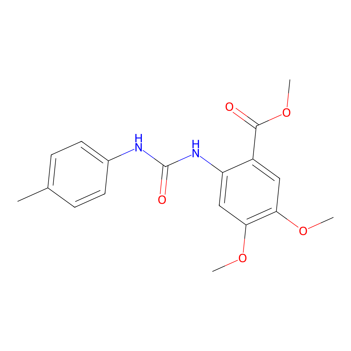 Methyl 4,5-dimethoxy-2-(3-(p-tolyl)ureido)benzoate molecular structure, CAS 377051-81-5