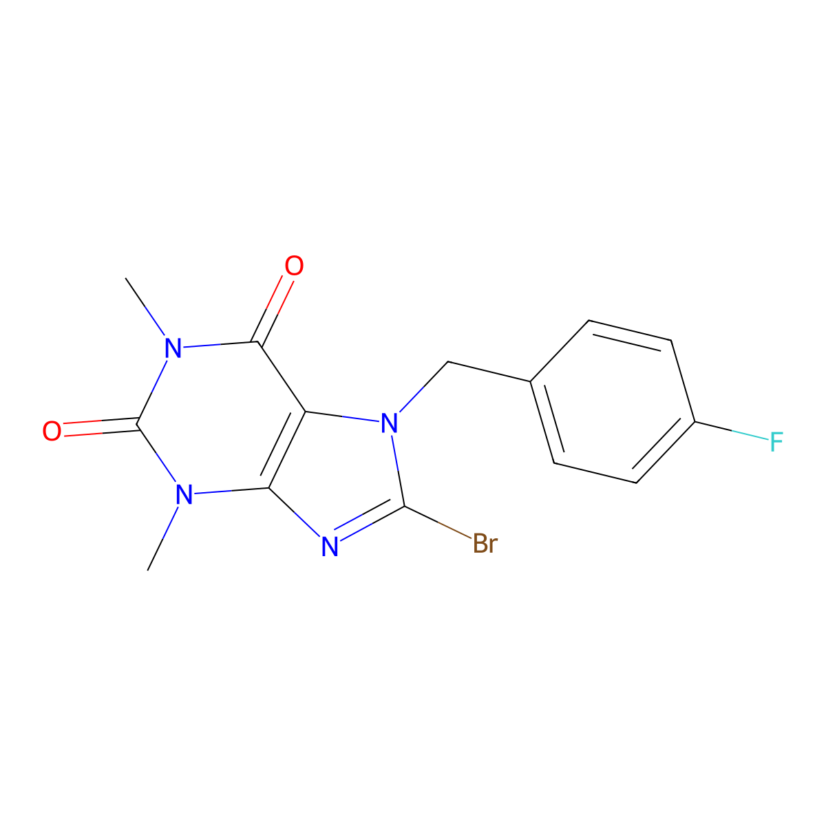 8-bromo-7-(4-fluorobenzyl)-1,3-dimethyl-1H-purine-2,6(3H,7H)-dione molecular structure, CAS 377051-91-7