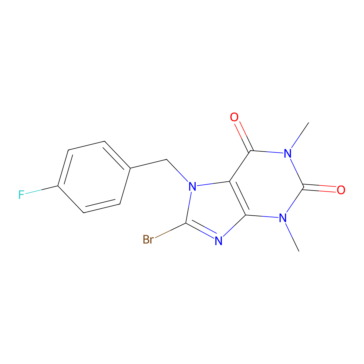 8-bromo-7-(4-fluorobenzyl)-1,3-dimethyl-1H-purine-2,6(3H,7H)-dione molecular structure, CAS 377051-91-7