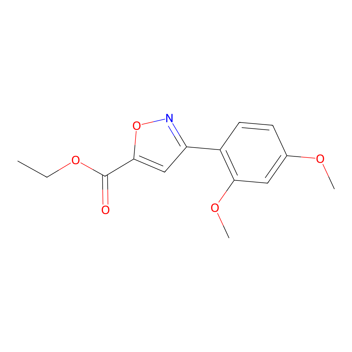 Ethyl 3-(2,4-dimethoxyphenyl)-1,2-oxazole-5-carboxylate molecular structure, CAS 377052-01-2