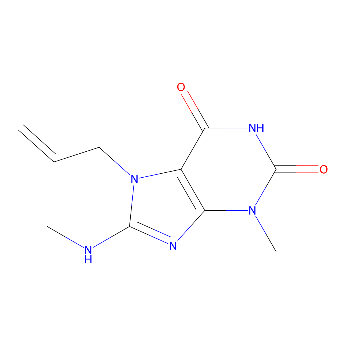 3-Methyl-8-(methylamino)-7-prop-2-enylpurine-2,6-dione molecular structure, CAS 377052-18-1