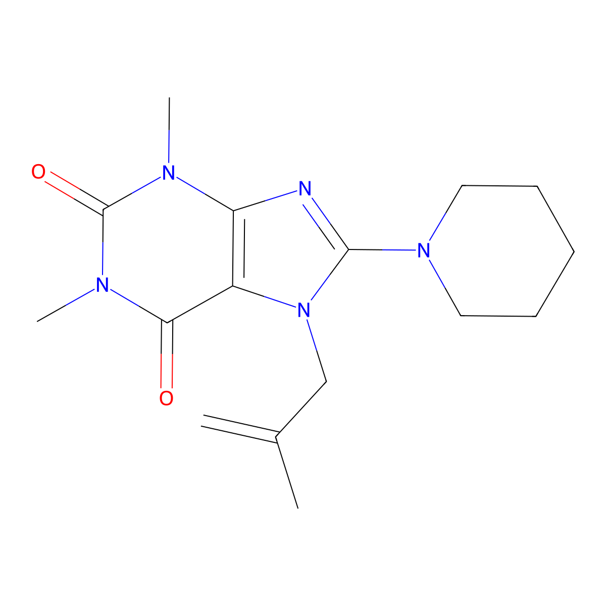 1,3-Dimethyl-7-(2-methyl-allyl)-8-piperidin-1-yl-3,7-dihydro-purine-2,6-dione molecular structure, CAS 377052-34-1