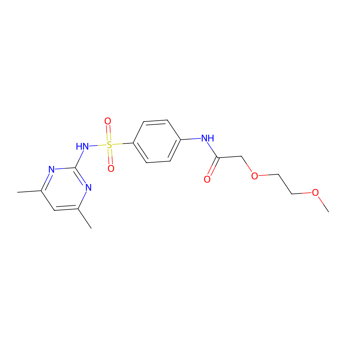 N-{4-[(4,6-dimethylpyrimidin-2-yl)sulfamoyl]phenyl}-2-(2-methoxyethoxy)acetamide molecular structure, CAS 377052-53-4