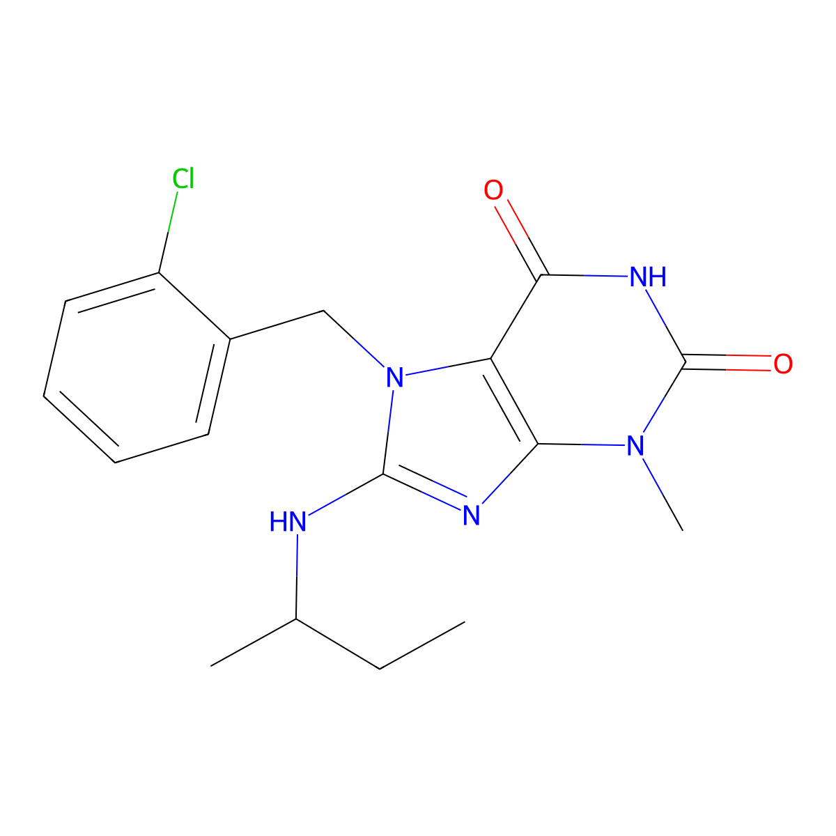 8-(Butan-2-ylamino)-7-[(2-chlorophenyl)methyl]-3-methylpurine-2,6-dione molecular structure, CAS 377052-66-9