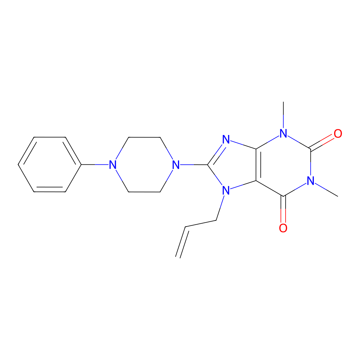 7-allyl-1,3-dimethyl-8-(4-phenylpiperazin-1-yl)-1H-purine-2,6(3H,7H)-dione molecular structure, CAS 377053-39-9