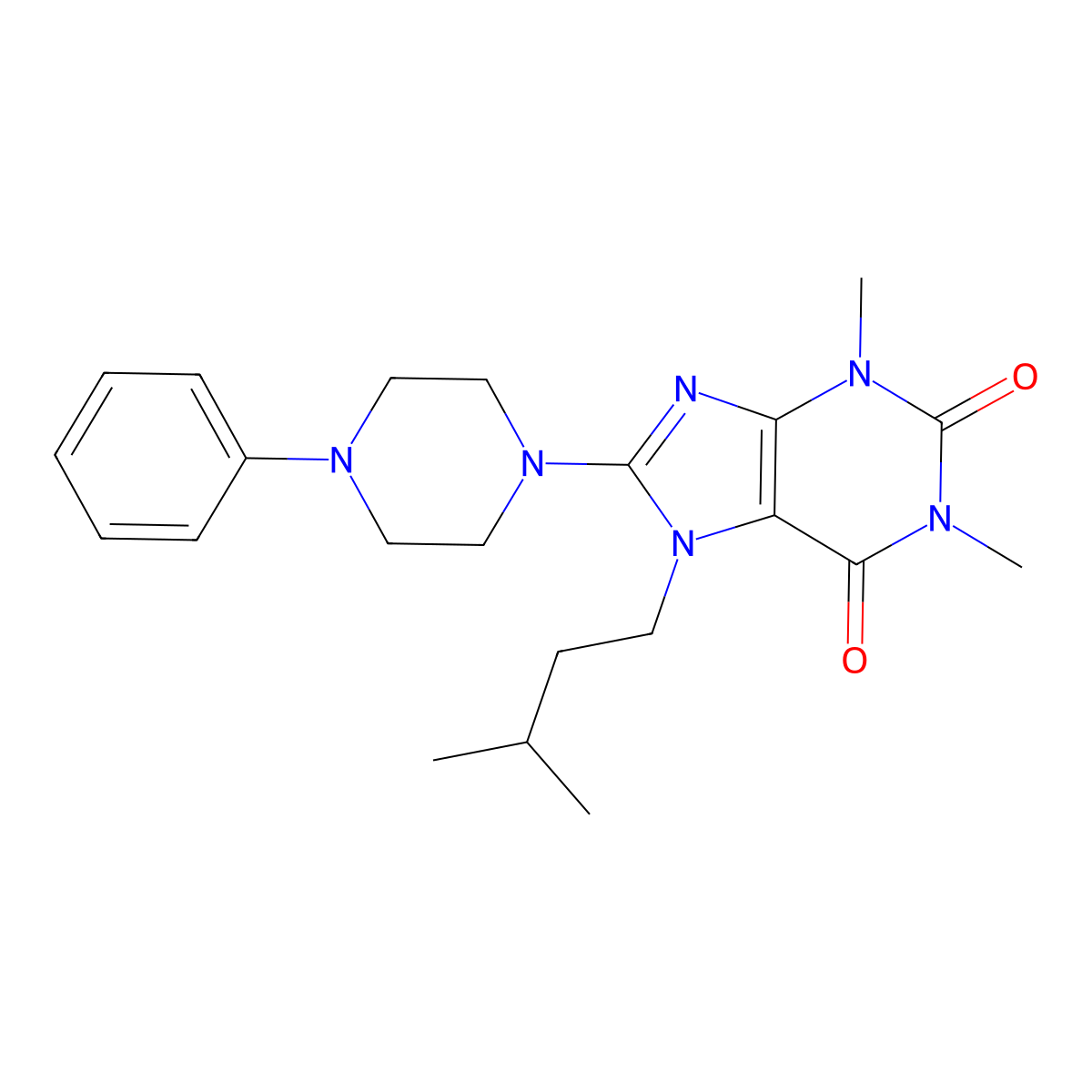 7-isopentyl-1,3-dimethyl-8-(4-phenylpiperazin-1-yl)-1H-purine-2,6(3H,7H)-dione molecular structure, CAS 377053-81-1