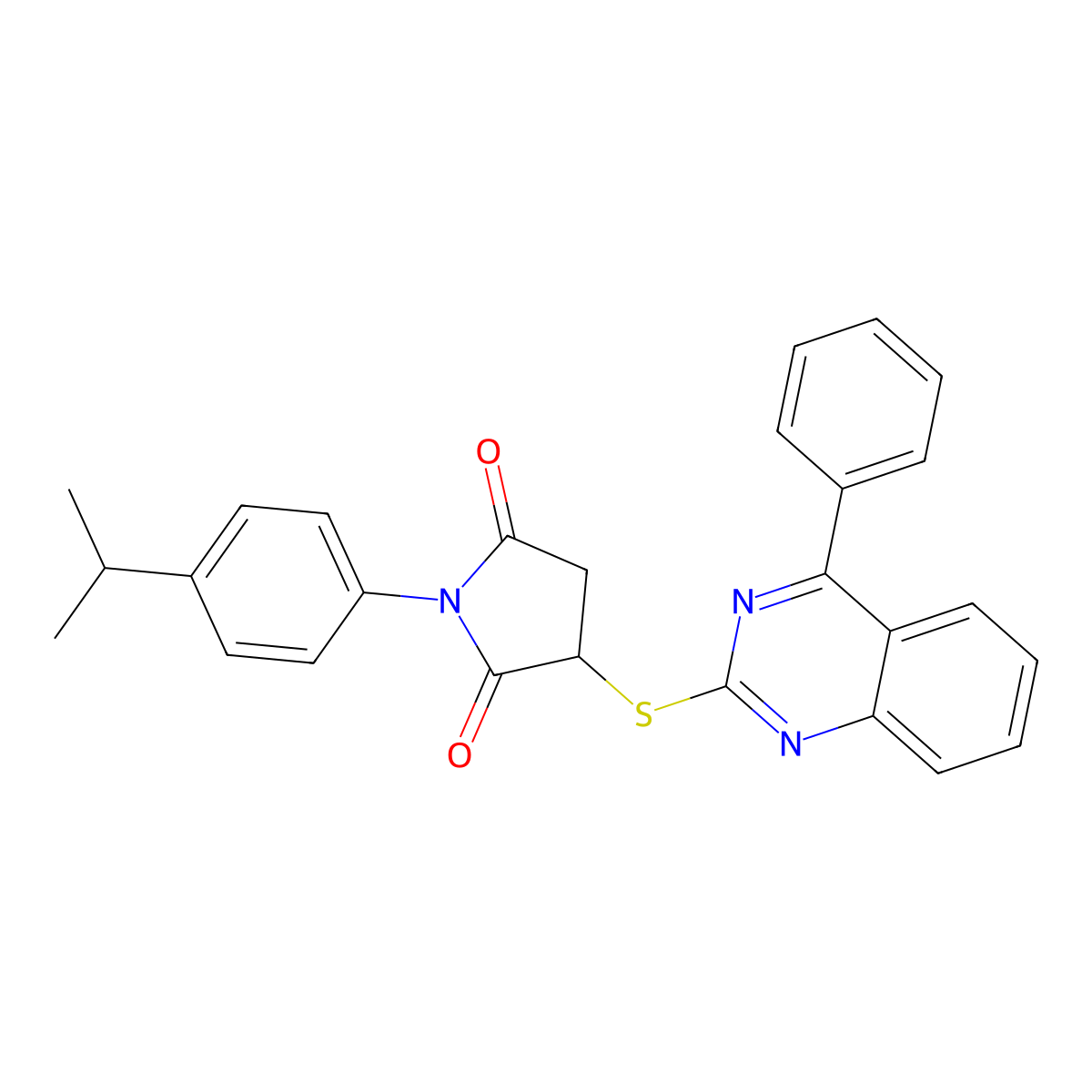 3-[(4-Phenylquinazolin-2-yl)sulfanyl]-1-[4-(propan-2-yl)phenyl]pyrrolidine-2,5-dione molecular structure, CAS 377054-07-4
