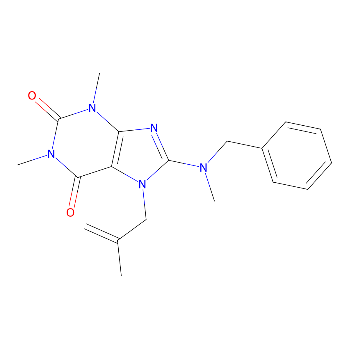 8-[Benzyl(methyl)amino]-1,3-dimethyl-7-(2-methylprop-2-enyl)purine-2,6-dione molecular structure, CAS 377054-37-0