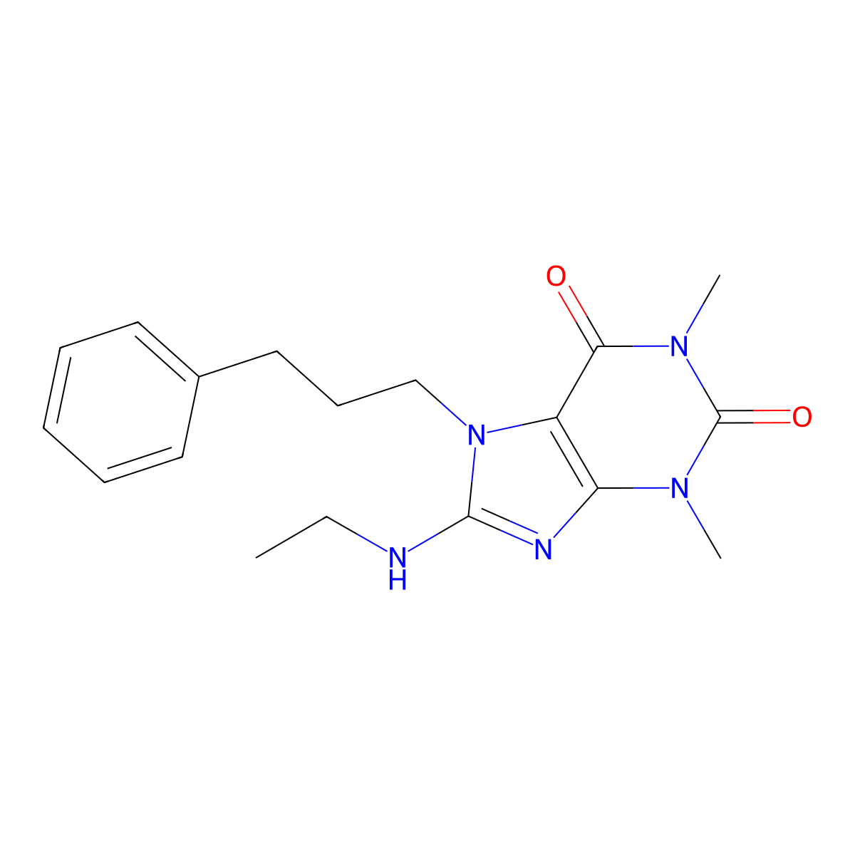 8-(Ethylamino)-1,3-dimethyl-7-(3-phenylpropyl)purine-2,6-dione molecular structure, CAS 377055-02-2