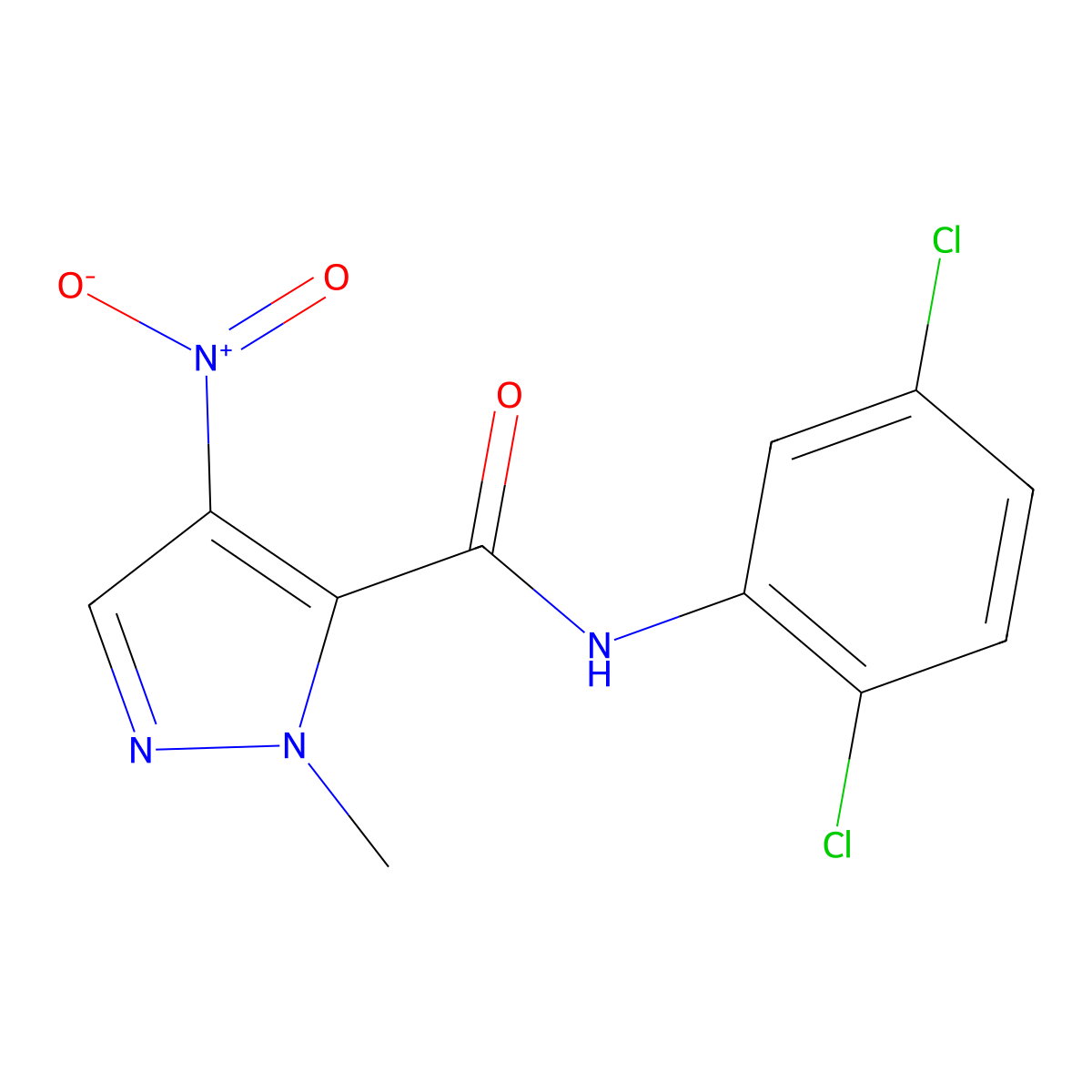 N-(2,5-dichlorophenyl)-2-methyl-4-nitropyrazole-3-carboxamide molecular structure, CAS 377056-63-8