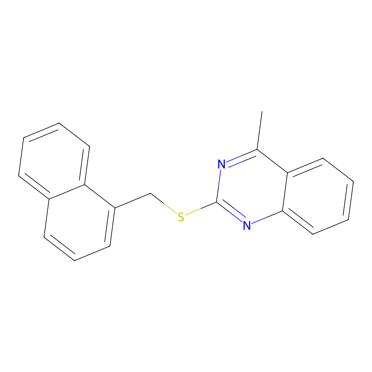 4-Methyl-2-(naphthalen-1-ylmethylsulfanyl)quinazoline molecular structure, CAS 377057-14-2