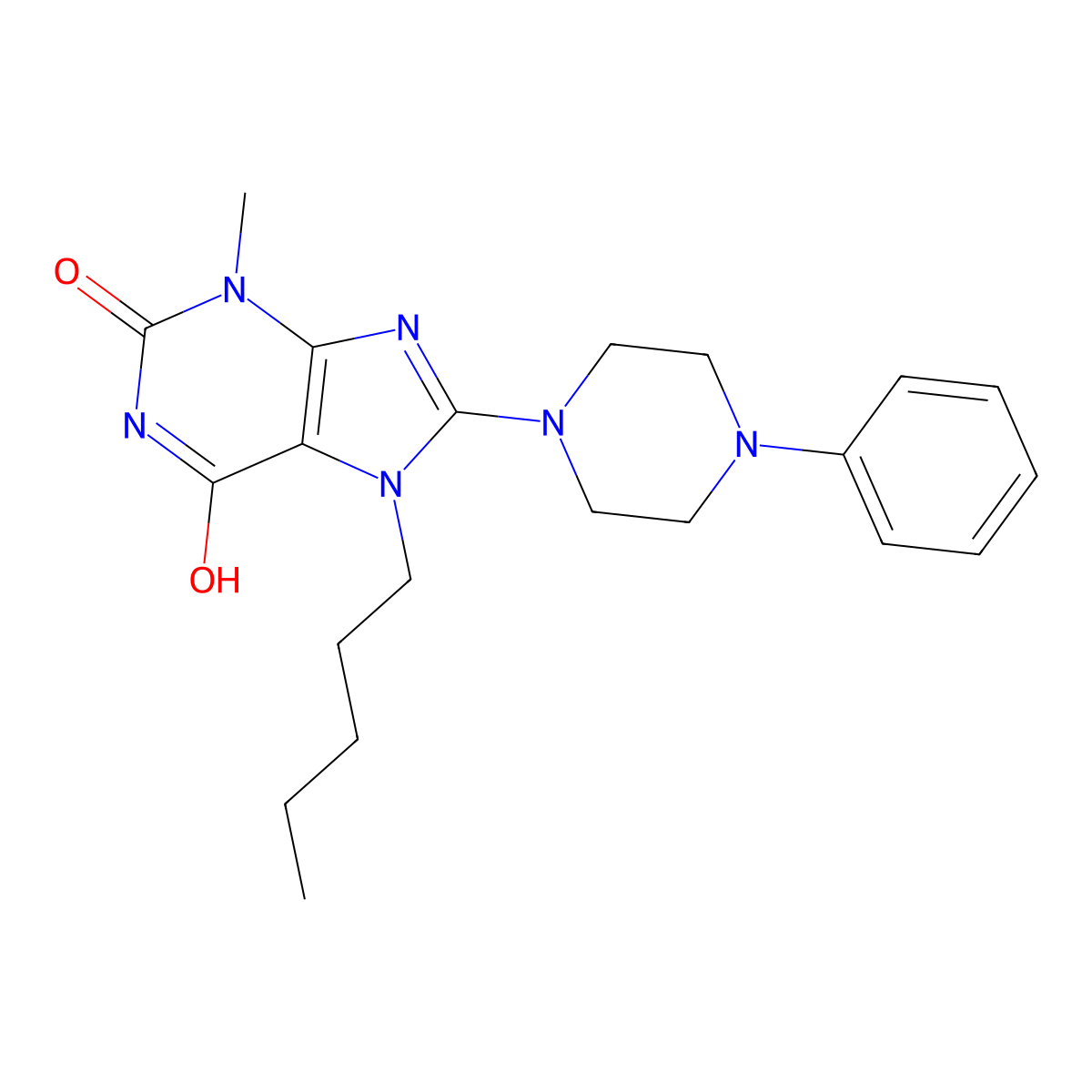 3-methyl-7-pentyl-8-(4-phenylpiperazin-1-yl)-1H-purine-2,6(3H,7H)-dione molecular structure, CAS 377057-67-5