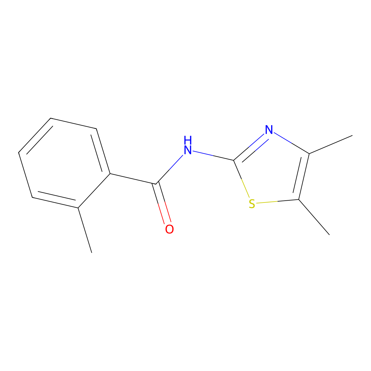 N-(4,5-dimethyl-1,3-thiazol-2-yl)-2-methylbenzamide molecular structure, CAS 377057-99-3