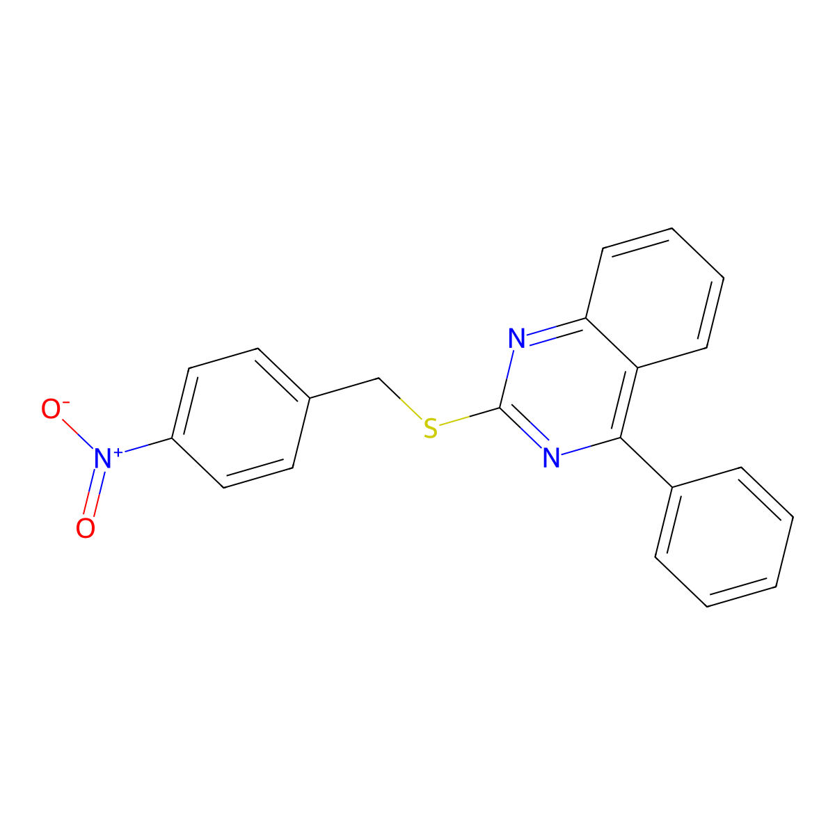 2-[(4-Nitrophenyl)methylsulfanyl]-4-phenylquinazoline molecular structure, CAS 377058-81-6
