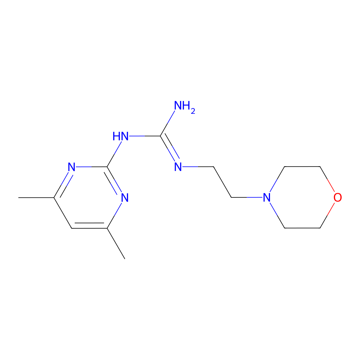 N-(4,6-Dimethyl-2-pyrimidinyl)-N'-[2-(4-morpholinyl)ethyl]guanidine molecular structure, CAS 377059-31-9