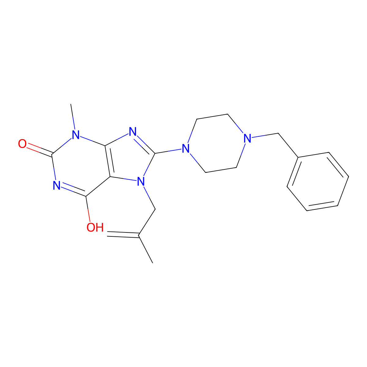 8-(4-benzylpiperazin-1-yl)-3-methyl-7-(2-methylallyl)-1H-purine-2,6(3H,7H)-dione molecular structure, CAS 377060-02-1