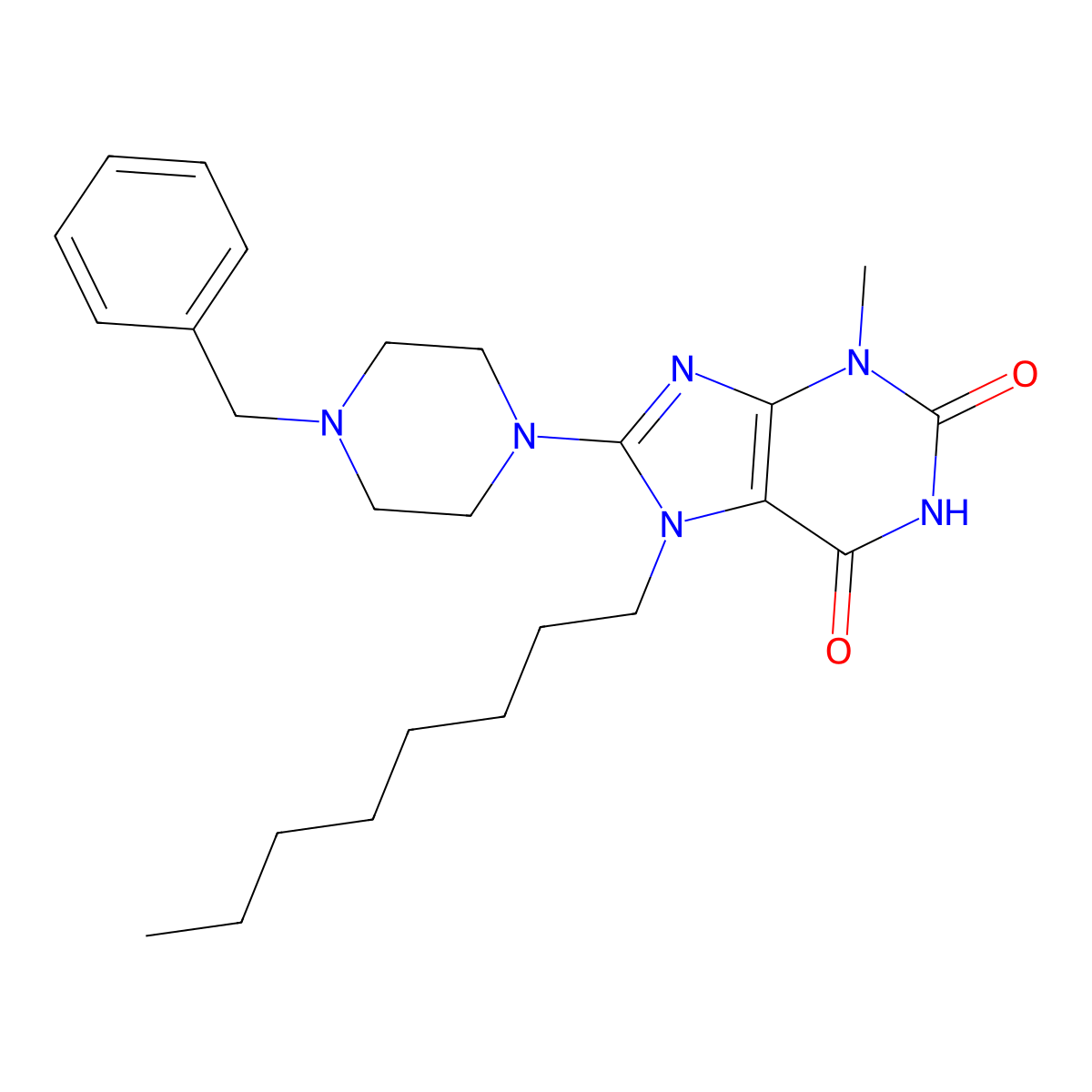 8-(4-Benzylpiperazin-1-yl)-3-methyl-7-octylpurine-2,6-dione molecular structure, CAS 377060-82-7