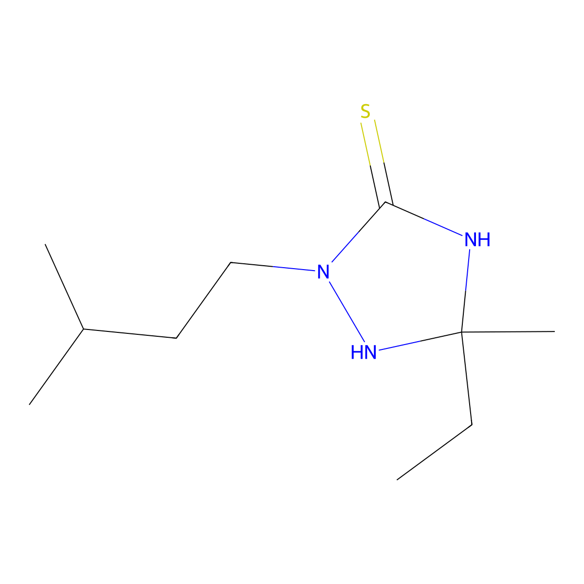 5-Ethyl-2-isopentyl-5-methyl-1,2,4-triazolidine-3-thione molecular structure, CAS 377060-97-4