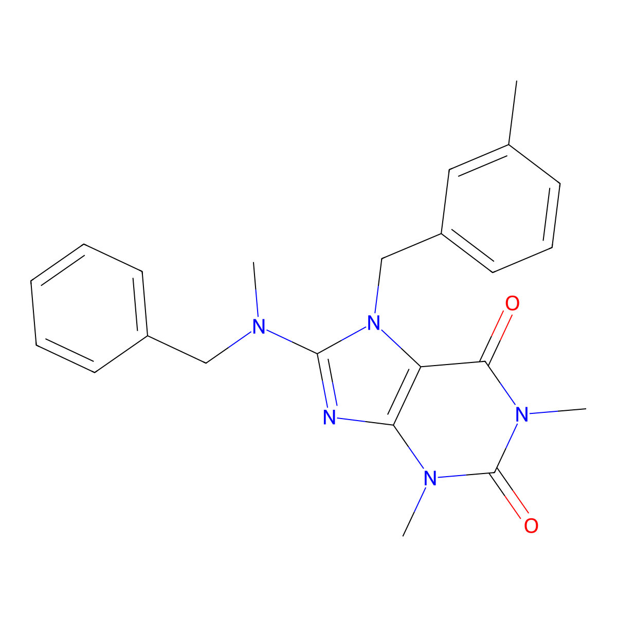 8-(benzyl(methyl)amino)-1,3-dimethyl-7-(3-methylbenzyl)-1H-purine-2,6(3H,7H)-dione molecular structure, CAS 377061-04-6