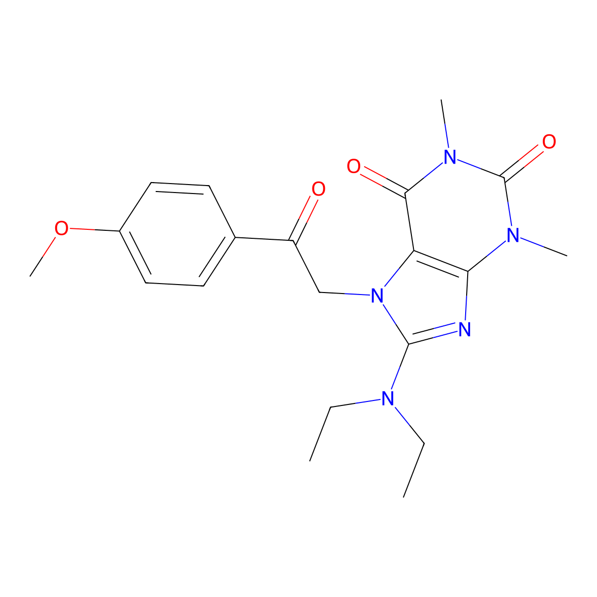 8-(Diethylamino)-7-[2-(4-methoxyphenyl)-2-oxoethyl]-1,3-dimethylpurine-2,6-dione molecular structure, CAS 377061-18-2