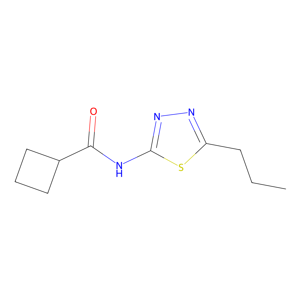 N-(5-propyl-1,3,4-thiadiazol-2-yl)cyclobutanecarboxamide molecular structure, CAS 377061-69-3