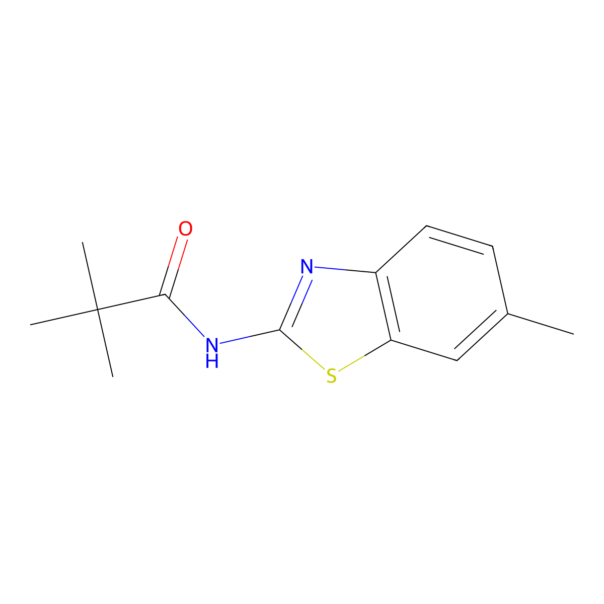 2,2-dimethyl-N-(6-methyl-1,3-benzothiazol-2-yl)propanamide molecular structure, CAS 377061-87-5
