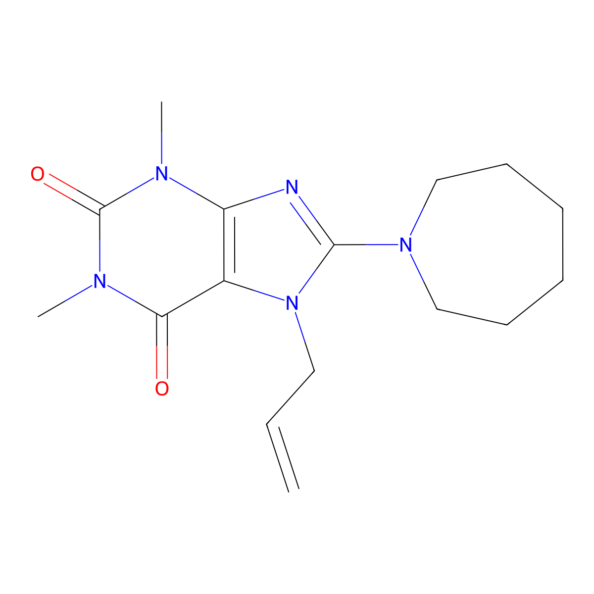8-(Azepan-1-yl)-1,3-dimethyl-7-prop-2-enylpurine-2,6-dione molecular structure, CAS 377062-16-3