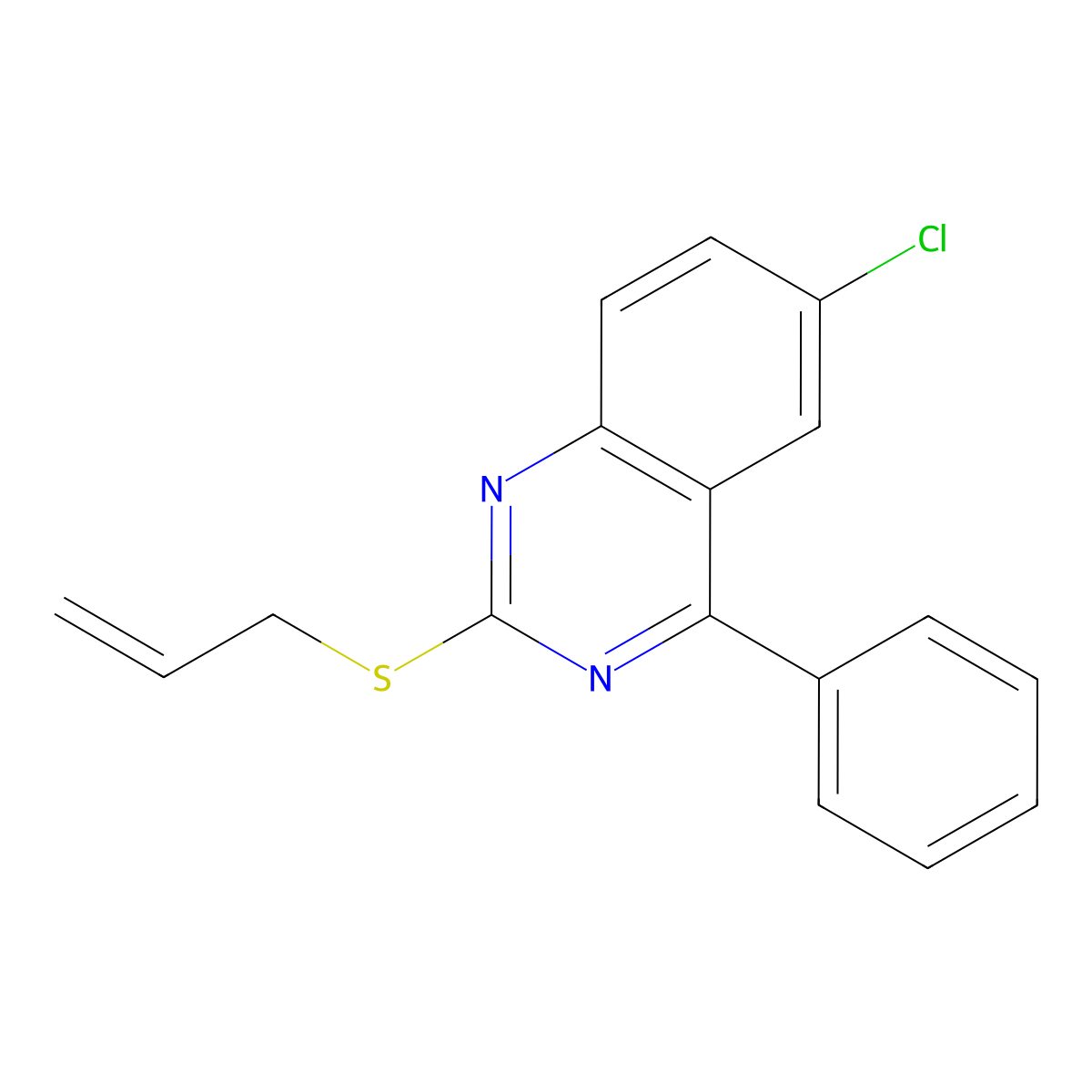 6-Chloro-4-phenyl-2-(prop-2-enylthio)quinazoline molecular structure, CAS 377062-43-6