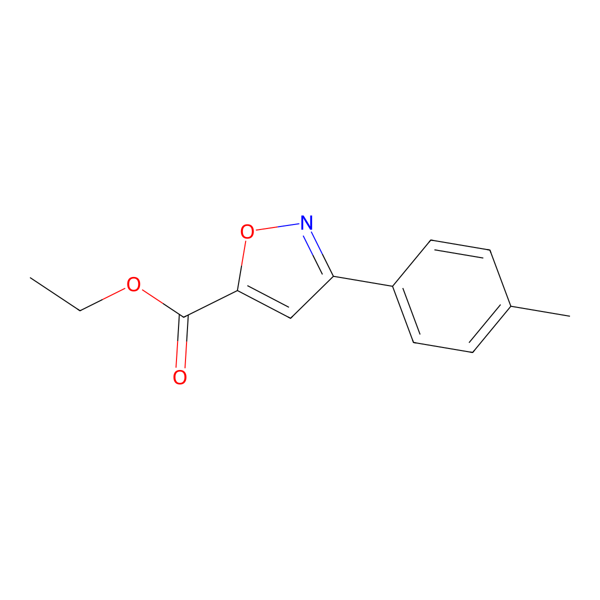 Ethyl 3-(4-methylphenyl)-1,2-oxazole-5-carboxylate molecular structure, CAS 377062-62-9