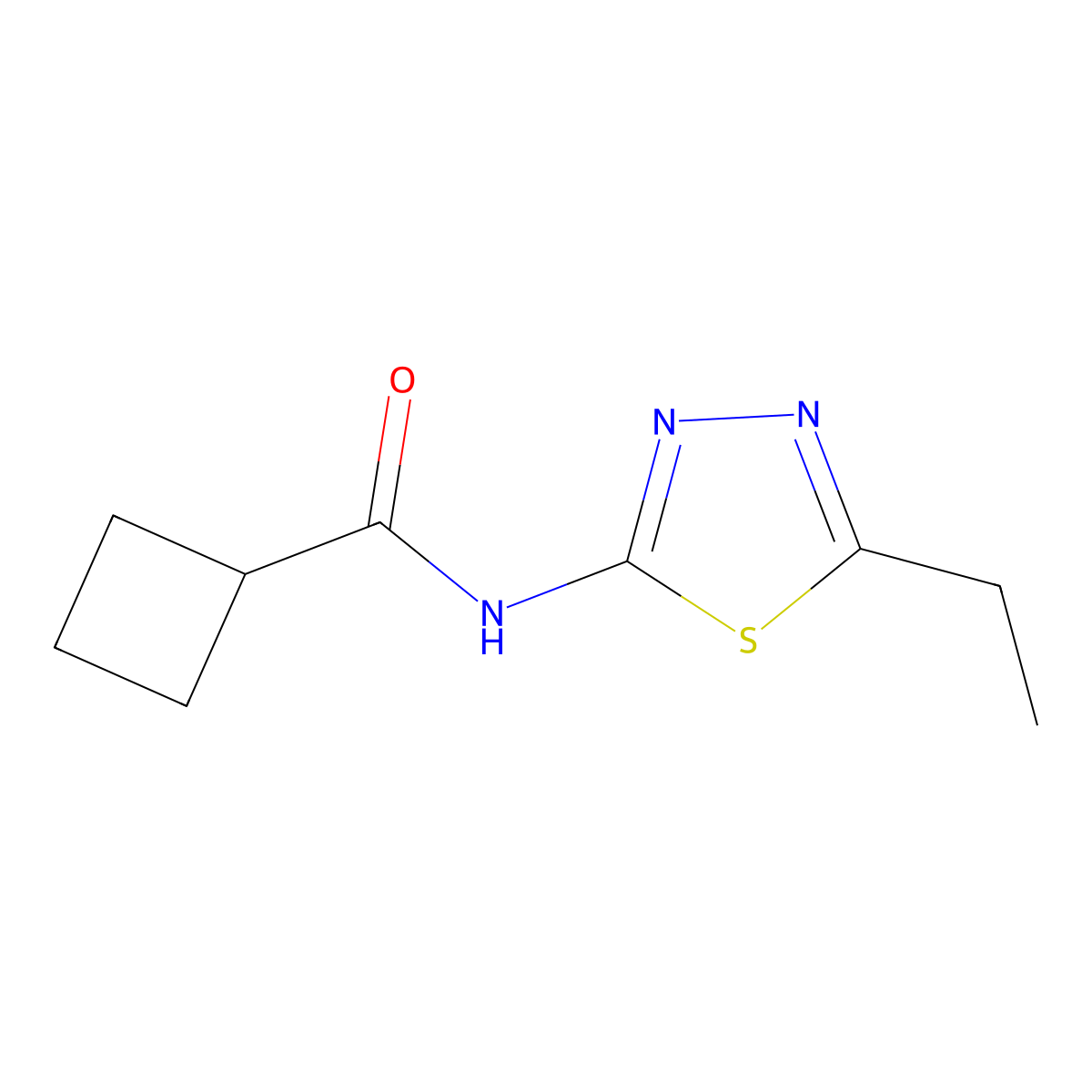 N-(5-ethyl-1,3,4-thiadiazol-2-yl)cyclobutanecarboxamide molecular structure, CAS 377063-20-2