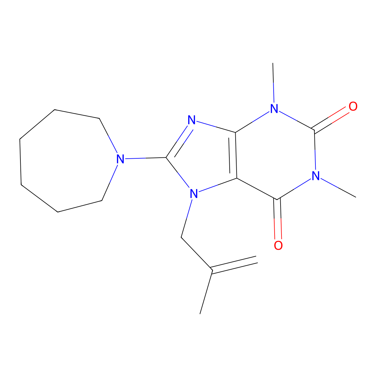 8-(Azepan-1-yl)-1,3-dimethyl-7-(2-methylprop-2-enyl)purine-2,6-dione molecular structure, CAS 377064-00-1