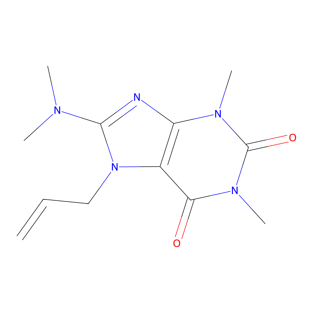 8-(Dimethylamino)-1,3-dimethyl-7-prop-2-enylpurine-2,6-dione molecular structure, CAS 377064-38-5