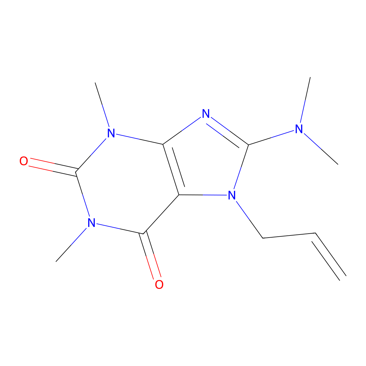 8-(Dimethylamino)-1,3-dimethyl-7-prop-2-enylpurine-2,6-dione molecular structure, CAS 377064-38-5