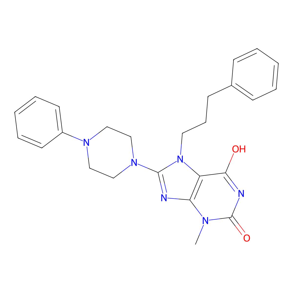 3-methyl-8-(4-phenylpiperazin-1-yl)-7-(3-phenylpropyl)-1H-purine-2,6(3H,7H)-dione molecular structure, CAS 377064-74-9