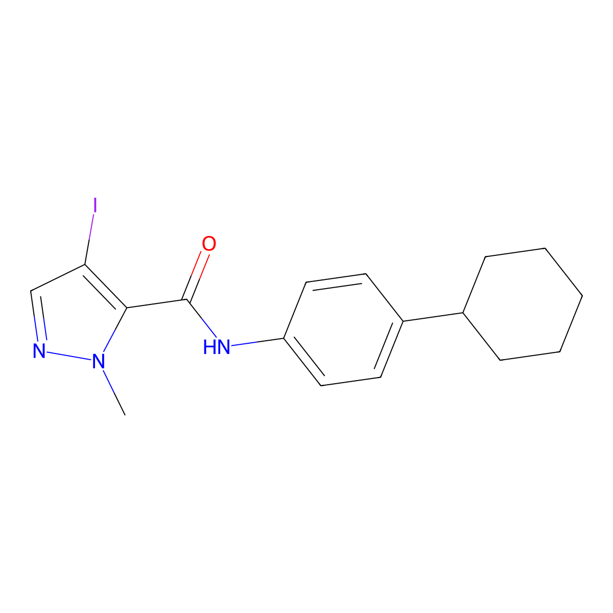 N-(4-Cyclohexylphenyl)-4-iodo-1-methyl-1H-pyrazole-5-carboxamide molecular structure, CAS 377064-85-2